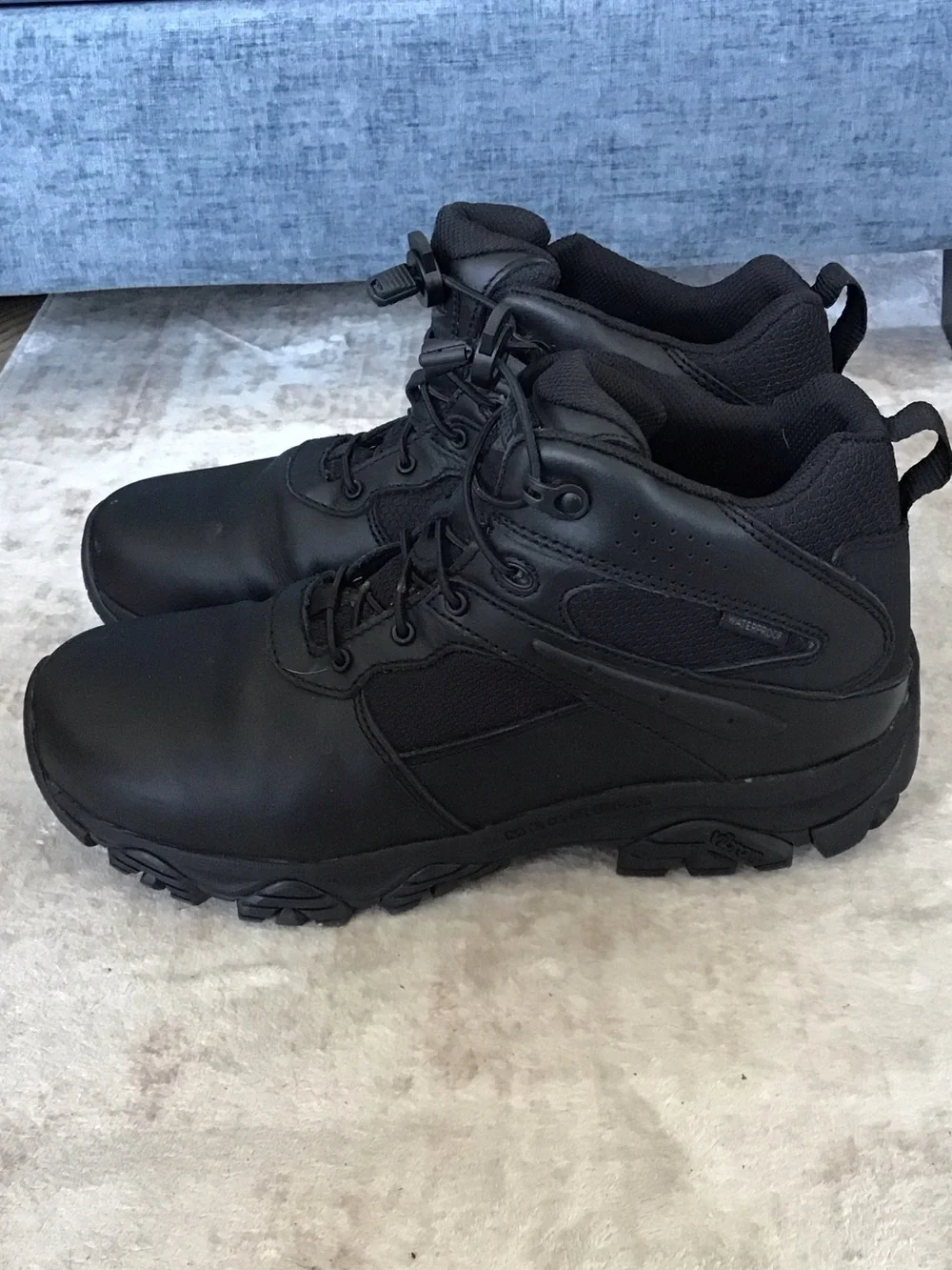 Merrell Men’s Moab 3 Black Tactical Work Boots with Quick-Lace